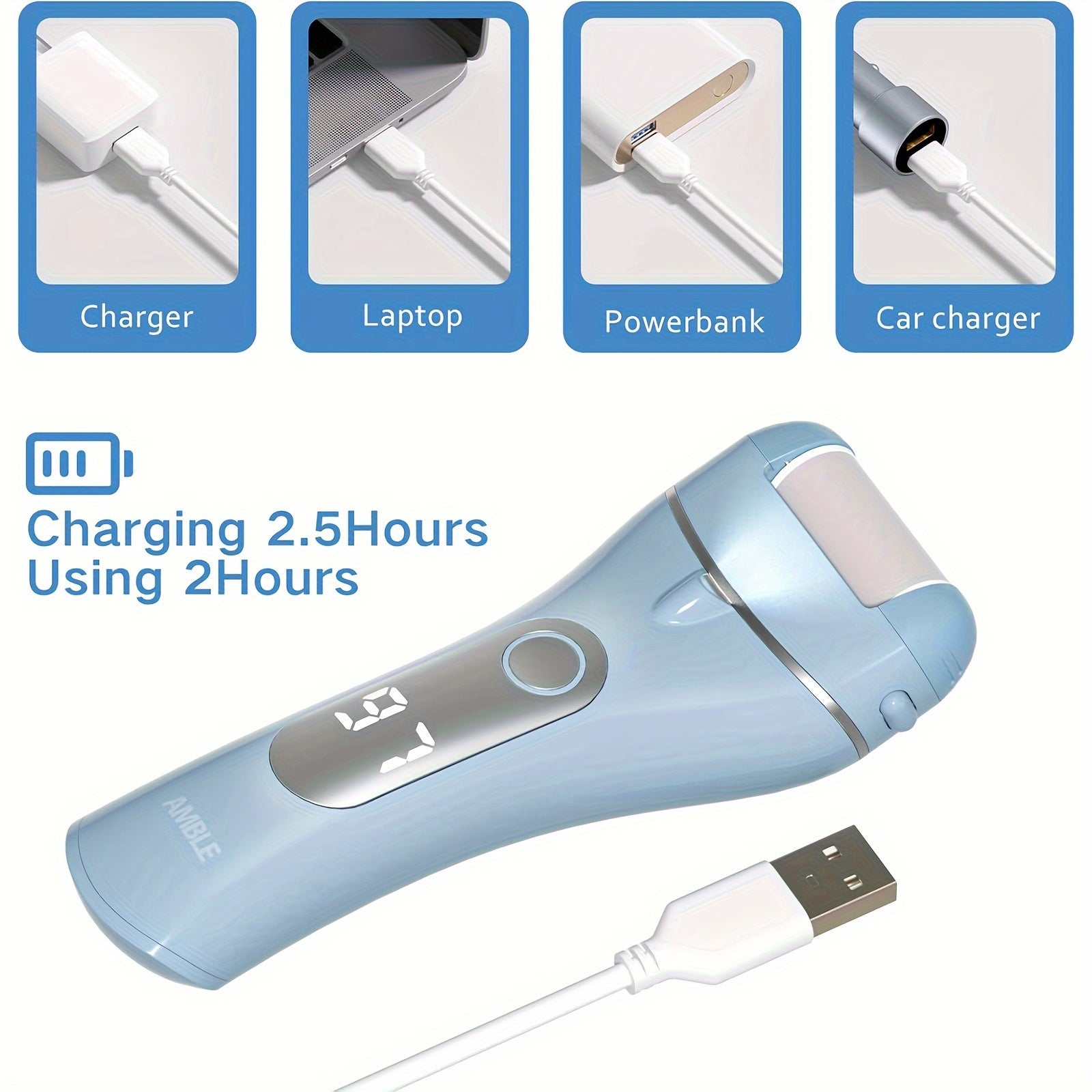 Electric Foot Scrubber Callus Remover for Feet, Rechargeable Foot File Pedicure Tools, Professional Pedi Foot Care Kit for Hard/Dead/Dry Skin/Cracked Heels with Manual Foot File Set 12pcs